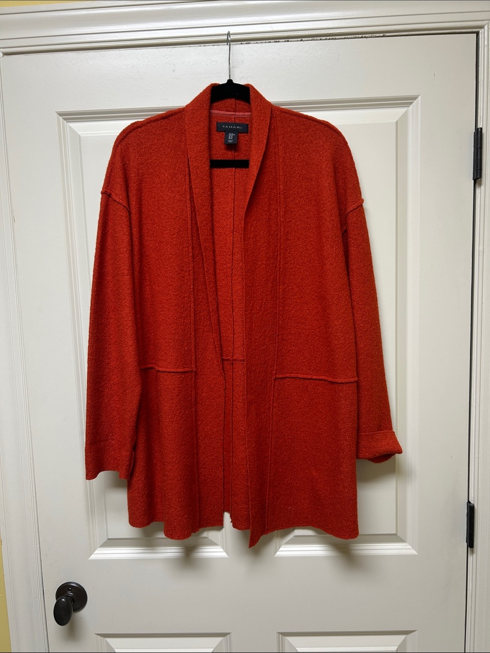 Tahari Open-Front Bouclé Cape Cardigan - Burnt Orange